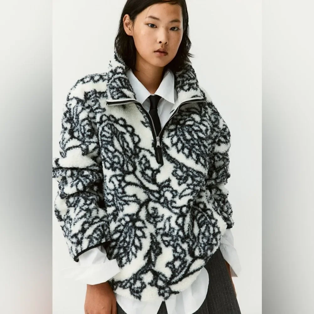 H&M Half-Zip Teddy Jacket